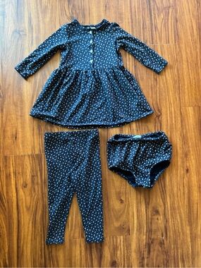 Polo Ralph Lauren Baby Girl Floral Cotton Shirtdress, Leggings Set 12 months